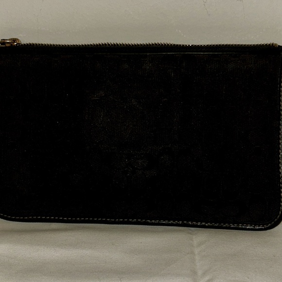 Coach Slim Black Signature Canvas & Leather Envelope Zipper Pouch/Clutch - Picture 4 of 9